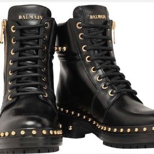 Balmain gold studded black boots size 6